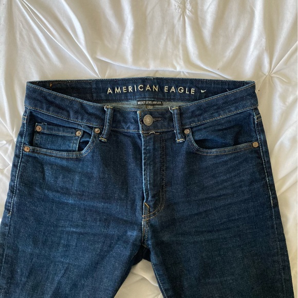 American Eagle 30x34 Slim Straight Next-Level Airflex indigo wash stretch jeans - Picture 4 of 7